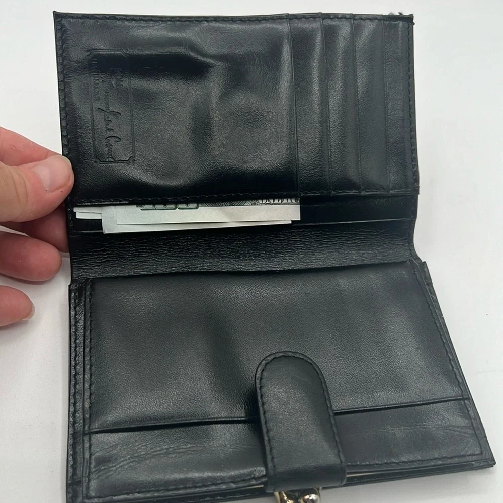 MCM Nylon & Leather Logo Kiss Lock Wallet black Made in Germany authentic